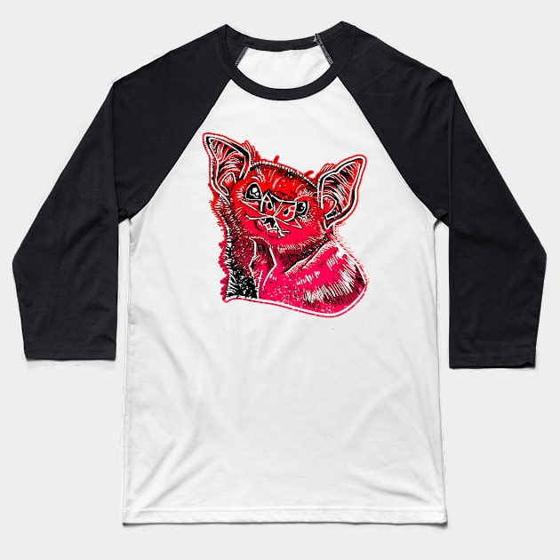 GOT BLOOD? Neon cute Vampire bat face shirt RED Baseball T-Shirt by KO-of-the-self